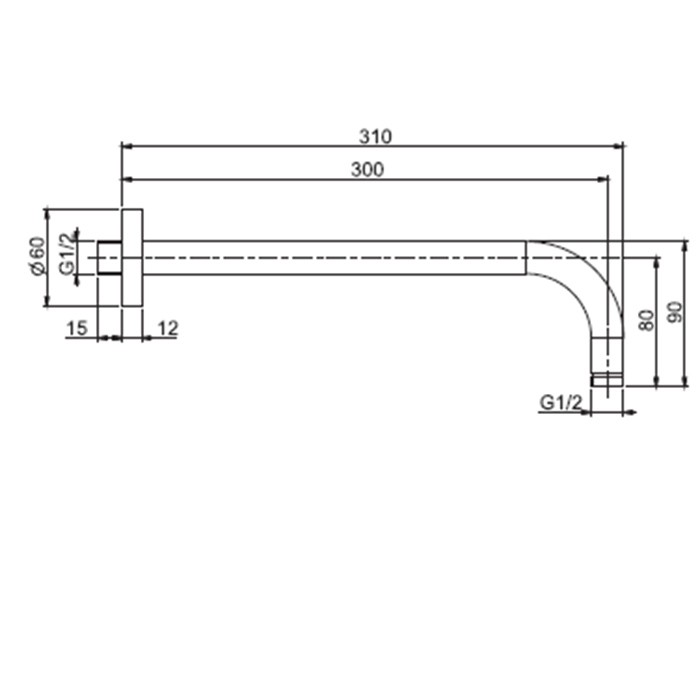Fima Carlo Frattini держатель верхнего душа 300 мм., для монтажа на стену wellness, чёрный арт. f2138ns.30