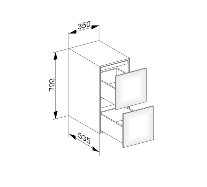 Keuco тумба боковая подвесная с двумя выдвижными фронтами, с внутренней светодиодной подсветкой, edition 11, белый арт. 31321 380100