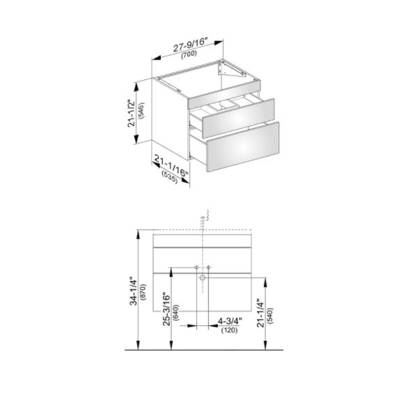 Keuco тумба подвесная под раковину с двумя фронтальными выдвижными ящиками, edition 400, дуб кашемир арт. 31541 870000