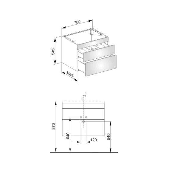 Keuco тумба подвесная под раковину с двумя фронтальными выдвижными ящиками, edition 400, дуб кашемир арт. 31541 870000