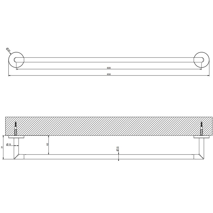 Gessi Полотенцедержатель, 60 см, Tondo, 63703#031 цвет: хром
