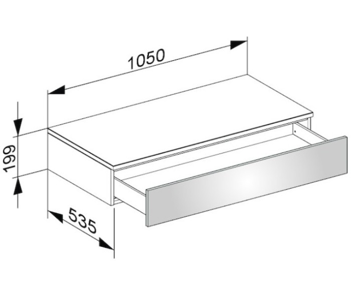 Keuco тумба боковая подвесная с одним выдвижным фронтальным ящиком антарцит, edition 400, антрацит арт. 31750 390000