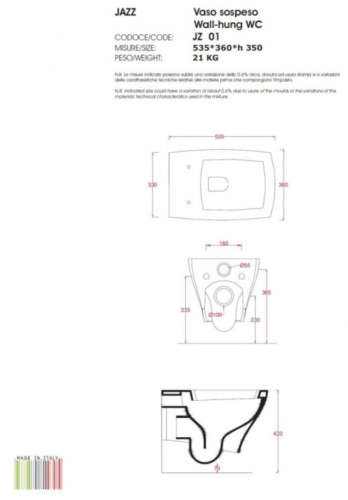 ArtCeram унитаз подвесной, blackgomitolijz01+jz07 jazz цвет: черный