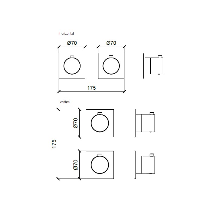 Внешняя часть термостатического смесителя с переключателем на 2-3 положения, Almar Modular, E180182.AB цвет: черный металл брашированный PVD