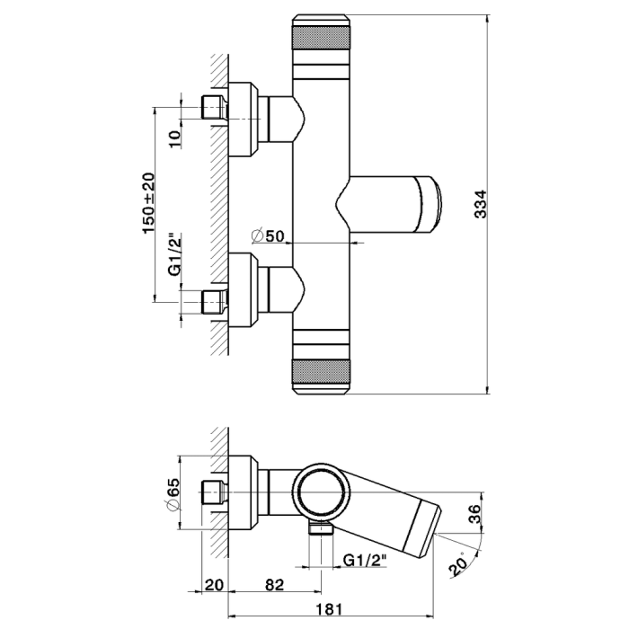 Смеситель для ванны, термостат, Huber Chronos, хром арт. CRТ2101021