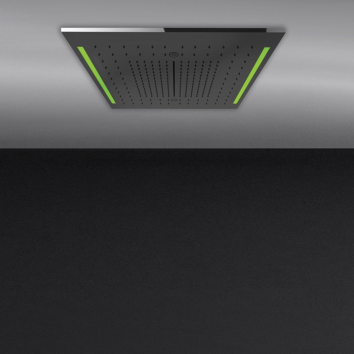 Gessi Верхний душ 50х50см., потолочный, 3 режима, хромотерапия, пульт ДУ, Colour, 57927#238 цвет: блестящая сталь