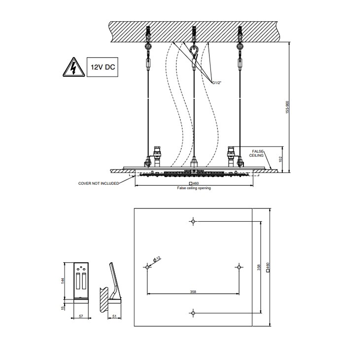 Gessi Верхний душ 50х50см., потолочный, 3 режима, хромотерапия, пульт ДУ, Colour, 57927#238 цвет: блестящая сталь
