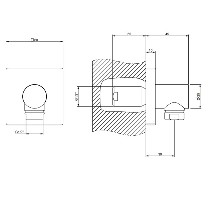 Gessi Вывод воды на 1/2", Rilievo, 59169#299 цвет: nero xl