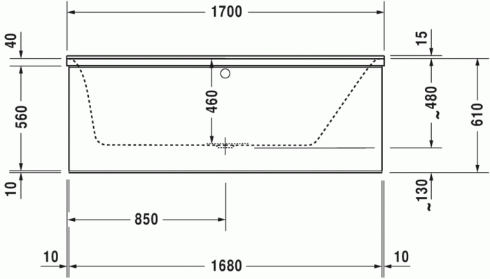 Duravit акриловая ванна 1700 х 700 c наклоном для спины справа, p3 comforts, 700374000000000 цвет: белый
