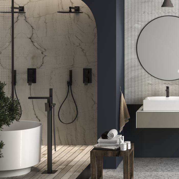 Bossini напольный однорычажный смеситель для ванны со шлангом 1250 мм и лейкой, aki, никель арт. z00771.094