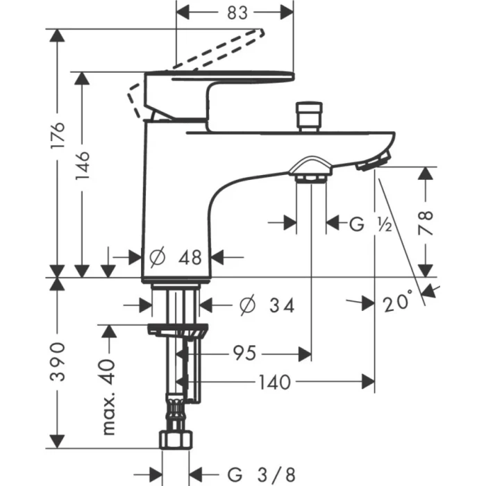 Hansgrohe смеситель на борт ванны, Vernis Blend, хром арт. 71444000