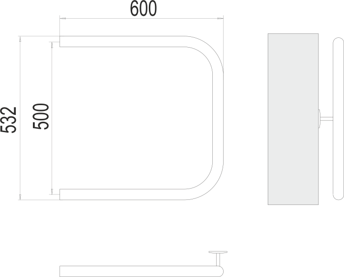 Terminus водяной полотенцесушитель п-обр aisi 32х2 500х600, эконом арт. 4620768881381