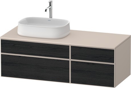 Duravit тумба подвесная с вырезом под раковину слева 550 мм х 1300 мм х 442 мм, zencha, ze4826016830000 цвет: чёрный дуб/серо-коричневый суперматовый