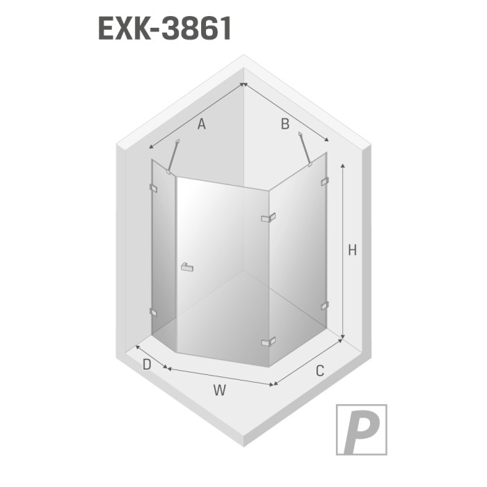 Душевое ограждение brushed r 100x80x200, New trendy Avexa gold, брашированное золото арт. EXK-3861