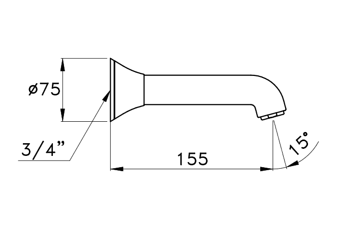 Stella излив для ванны, 130, хром арт. ct09000cr00