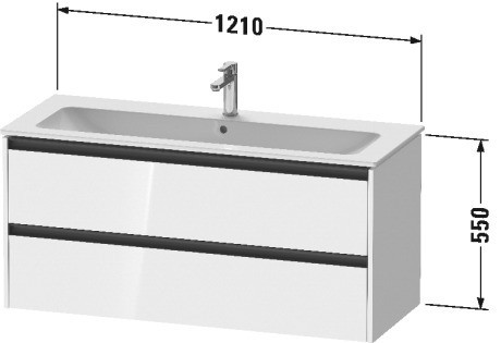Duravit тумба подвесная под раковину 480 мм х 1210 мм х 550 мм, ketho.2, k25265043430000 цвет: базальт матовый