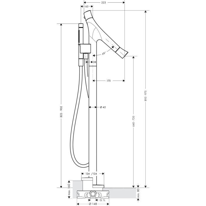 AXOR напольный термостат для ванны, Starck Organic, красное золото арт. 12016300