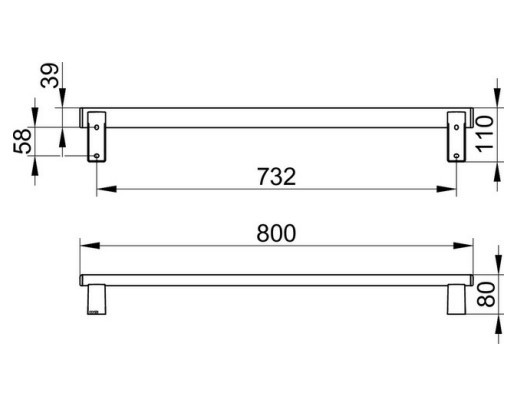 Keuco поручень для горизонтального или вертикального монтажа 800 мм, axess, хром арт. 35001 010800