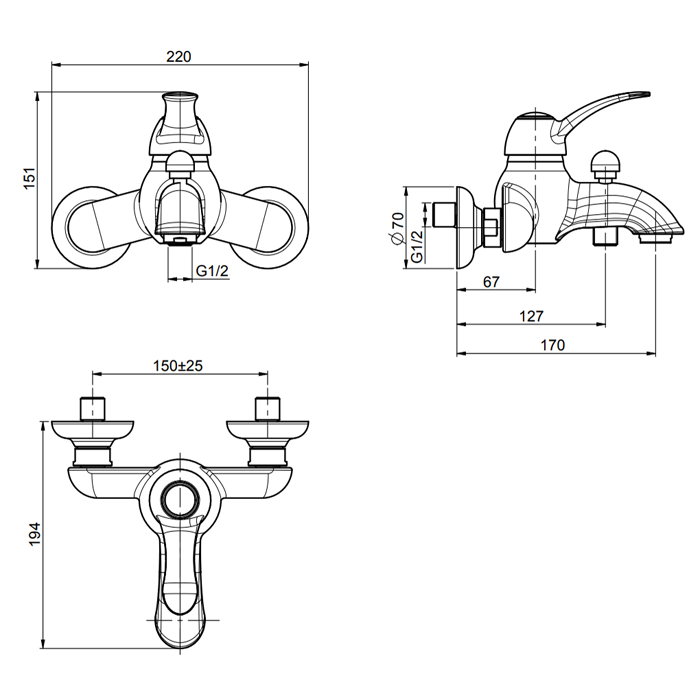 Fima Carlo Frattini смеситель для ванны без душа, lamp, медь арт. f3304/1ra