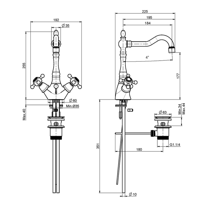 Fima Carlo Frattini смеситель на раковину, elizabeth, никель арт. f5091sn