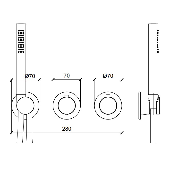 Внешняя часть термостатического смесителя с переключателем на 2-3 положения с модулем ручного душа, Almar Modular Round, черный арт. E180133.AB