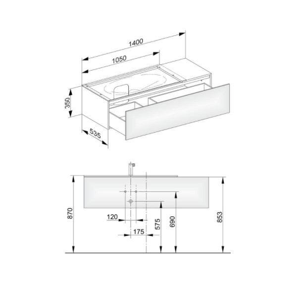 Keuco тумба подвесная под раковину слева с одним выдвижным фронтом, edition 11, кашемир арт. 31163 280000
