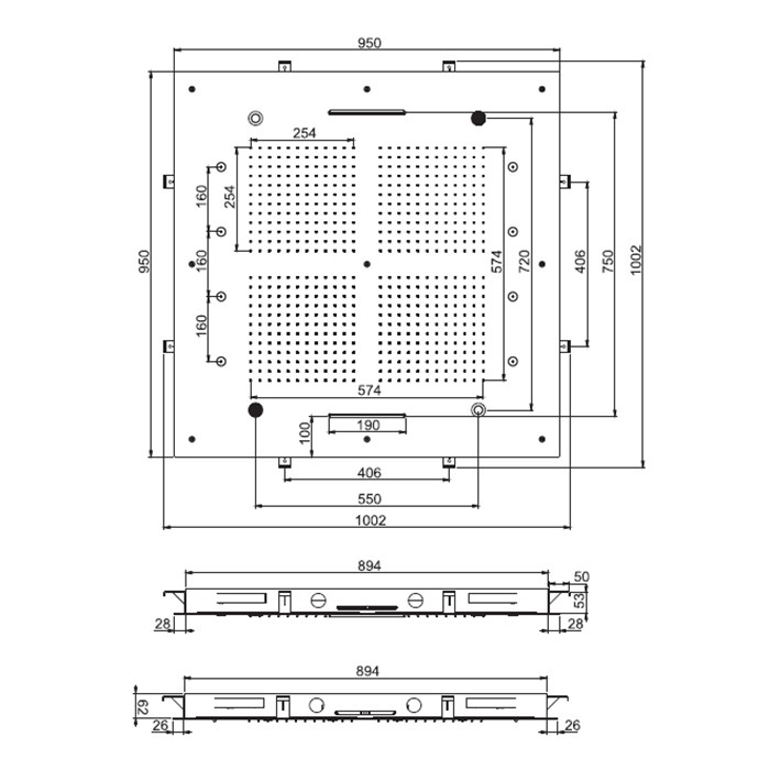 Fima Carlo Frattini верхний душ harmonia 95x95см, встраиваемый, 3 режима: дождь, 8 форсунок, 2 каскада; bluetooth,хромотерапия led wellness, хром арт. f2900cr