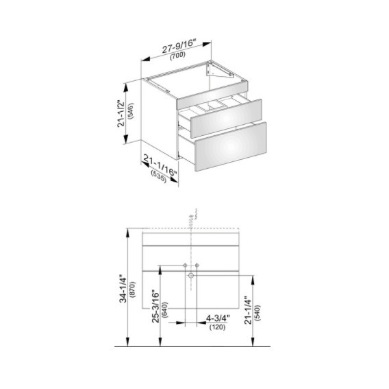 Keuco тумба подвесная под раковину с двумя фронтальными выдвижными ящиками, edition 400, белый арт. 31541 210000