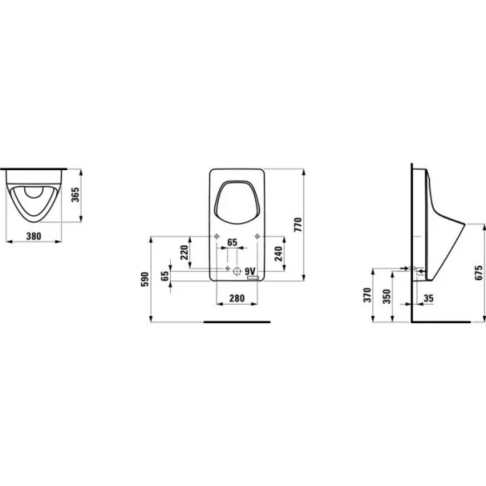 LAUFEN писсуар, скрытый подвод воды, питание от батареи, ANTERO - 8.4015.0.000.401.1