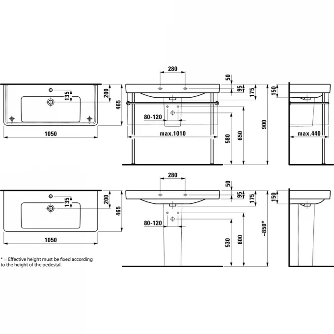 LAUFEN раковина накладная 105x46, PRO S - 8.1396.6.000.104.1