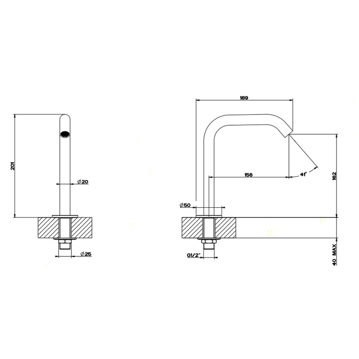 Gessi Отдельностоящий излив. Н: 162мм, 316, 54091#239 цвет: шлифованная сталь