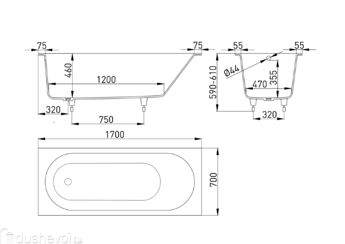 Salini ванна встраиваемая 170x70, ornella, 102313mrf цвет: матовый белый