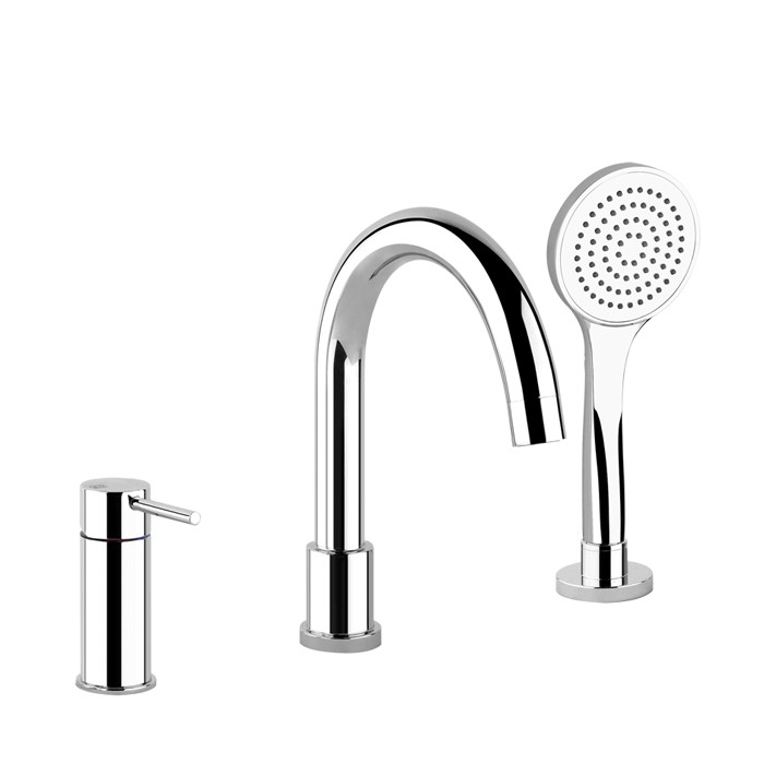 Gessi Смеситель для ванны, на 3 отв., с переключателем, изливом и шлангом 1,50м, Emporio Via tortona, 18637#031 цвет: хром
