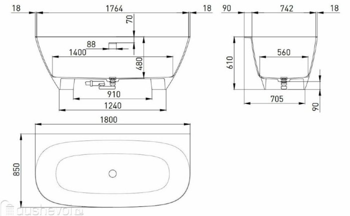 Salini ванна пристенная 180x85, sofia, 102523mrh цвет: матовый белый