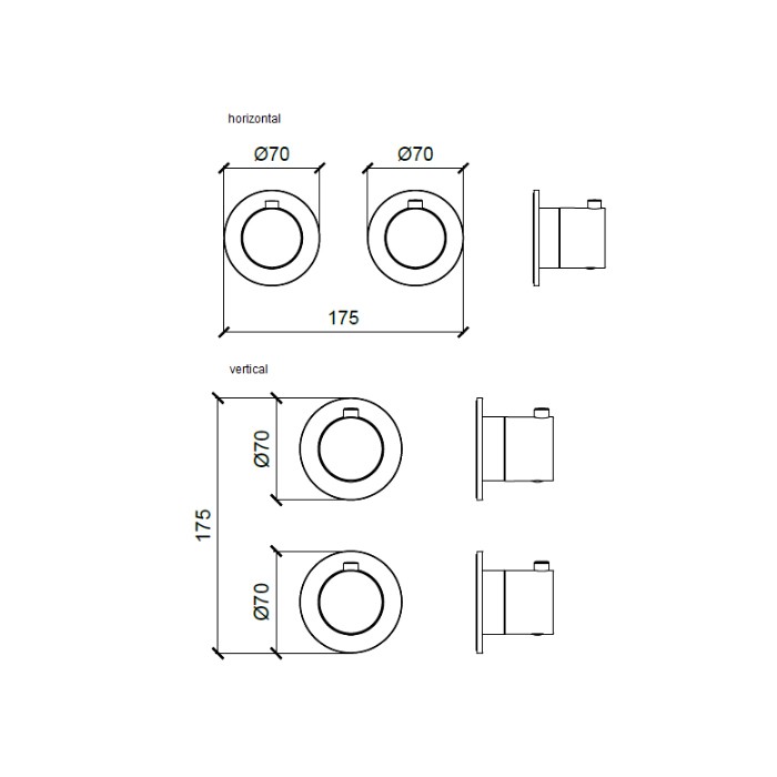 Внешняя часть термостатического смесителя с переключателем на 2-3 положения, Almar Modular, E180132.AB цвет: черный металл брашированный PVD