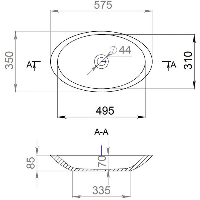 Salini раковина накладная 57,5x35, callista, 1101102grf цвет: глянцевый белый