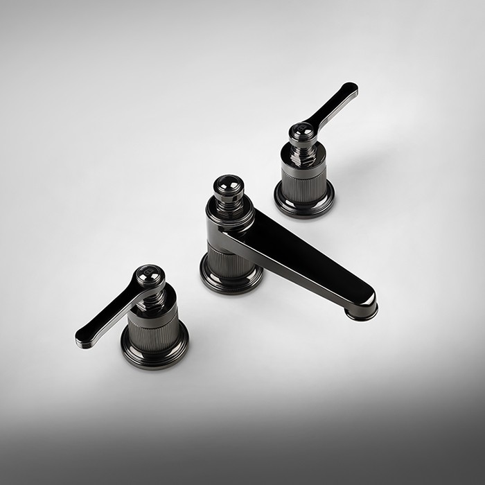 Gessi Смеситель для раковины на 3 отверстия, высота излива 50 мм., в комплекте с донным клапаном, Venti20, 65011#299 цвет: черный матовый