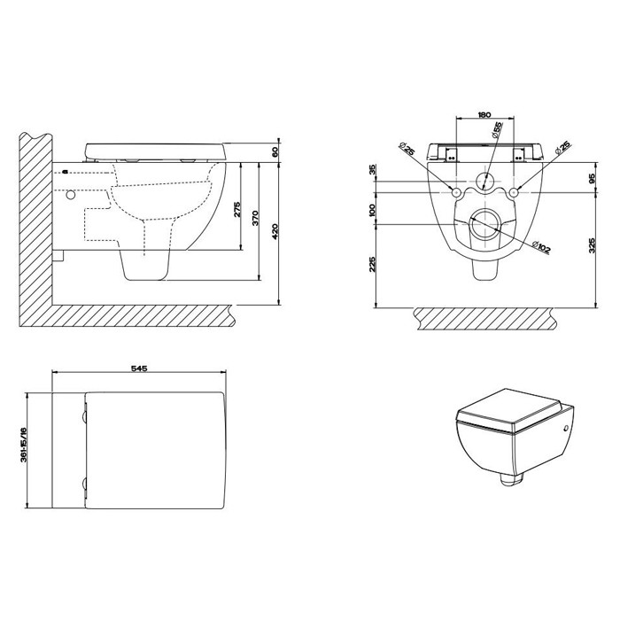 Gessi Унитаз подвесной 54.5х36.1см в комплекте с сиденьем Soft Close и сифоном, Mimi, 37513#518 цвет: белый