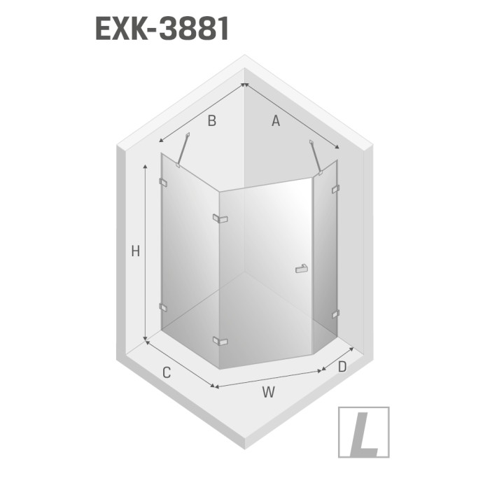 Душевое ограждение l 100x80x200, New trendy Avexa black, черный арт. EXK-3881