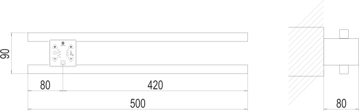 Terminus электрический полотенцесушитель полка электро п2 проф 500х90, электрика люкс арт. 4630080266025