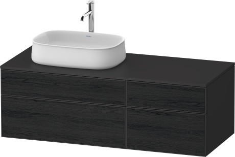 Duravit тумба подвесная с вырезом под раковину слева 550 мм х 1300 мм х 442 мм, zencha, ze4826016800000 цвет: чёрный дуб/графит суперматовый
