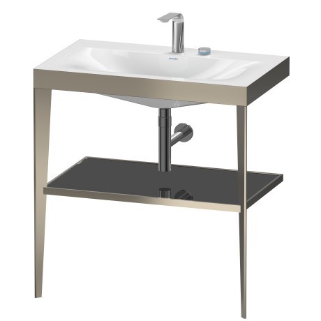 Duravit напольная консоль xviu/c-bonded 800 мм х 850 мм, с умывальником viu, xviu, xv4715eb140 цвет: матовое шампанское/чёрный глянцевый лак