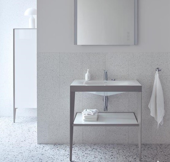 Duravit напольная консоль xviu/c-bonded 800 мм х 850 мм, с умывальником viu, xviu, xv4715eb140 цвет: матовое шампанское/чёрный глянцевый лак