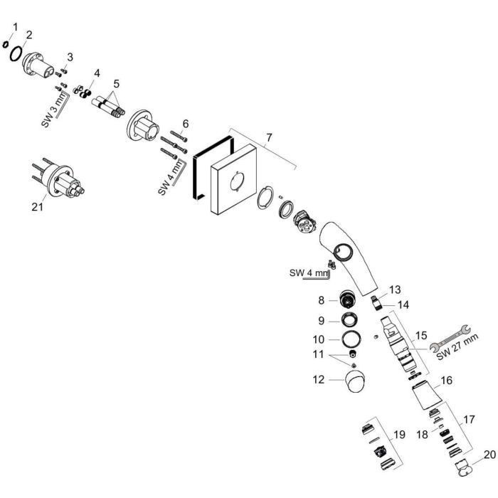 AXOR смеситель для раковины, Starck Organic, никель арт. 12015820