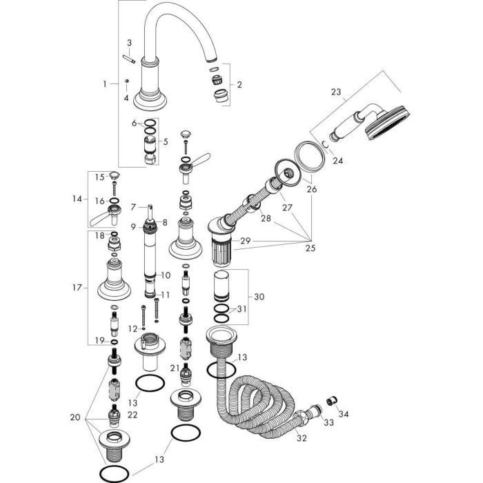 AXOR смеситель для ванны, Montreux, шлифованная медь арт. 16554950