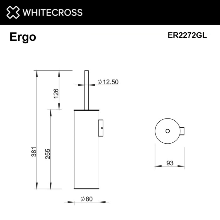 Ершик для унитаза, подвесной, Whitecross Ergo gold, золото арт. ER2272GL