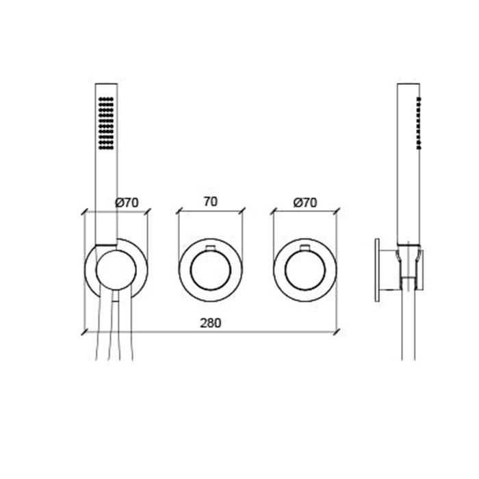 Внешняя часть термостатического смесителя с переключателем на 2-3 положения с модулем ручного душа, Almar Modular Round, латунь арт. E180133.HB