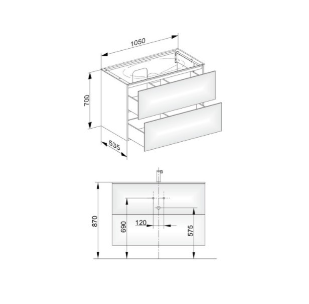 Keuco тумба подвесная под раковину с двумя выдвижными фронтами, с внутренней светодиодной подсветкой, edition 11, кашемир арт. 31352 180100