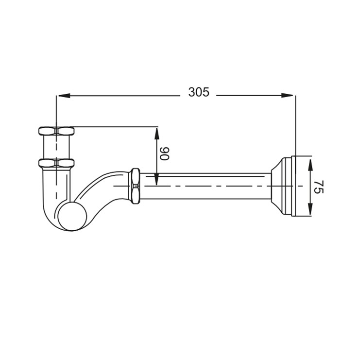 Fima Carlo Frattini сифон для раковины, без слива, труба 24 см., s-образный complementi bagno, хром арт. f402cr