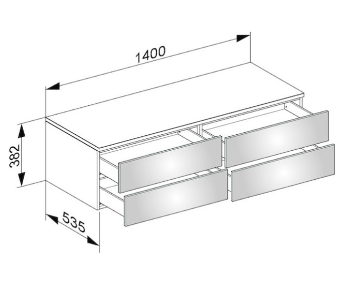 Keuco тумба боковая подвесная с четырьмя выдвижными фронтальными ящиками, edition 400, белый арт. 31766 380000